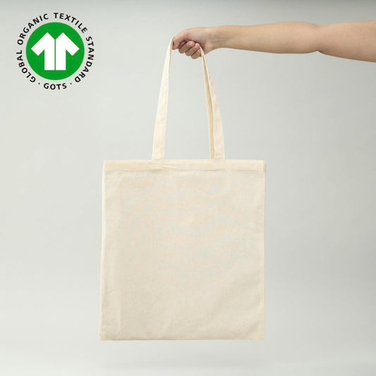 Bolsa de algodón orgánico certificado 42 x 38 cm con estampado personalizado