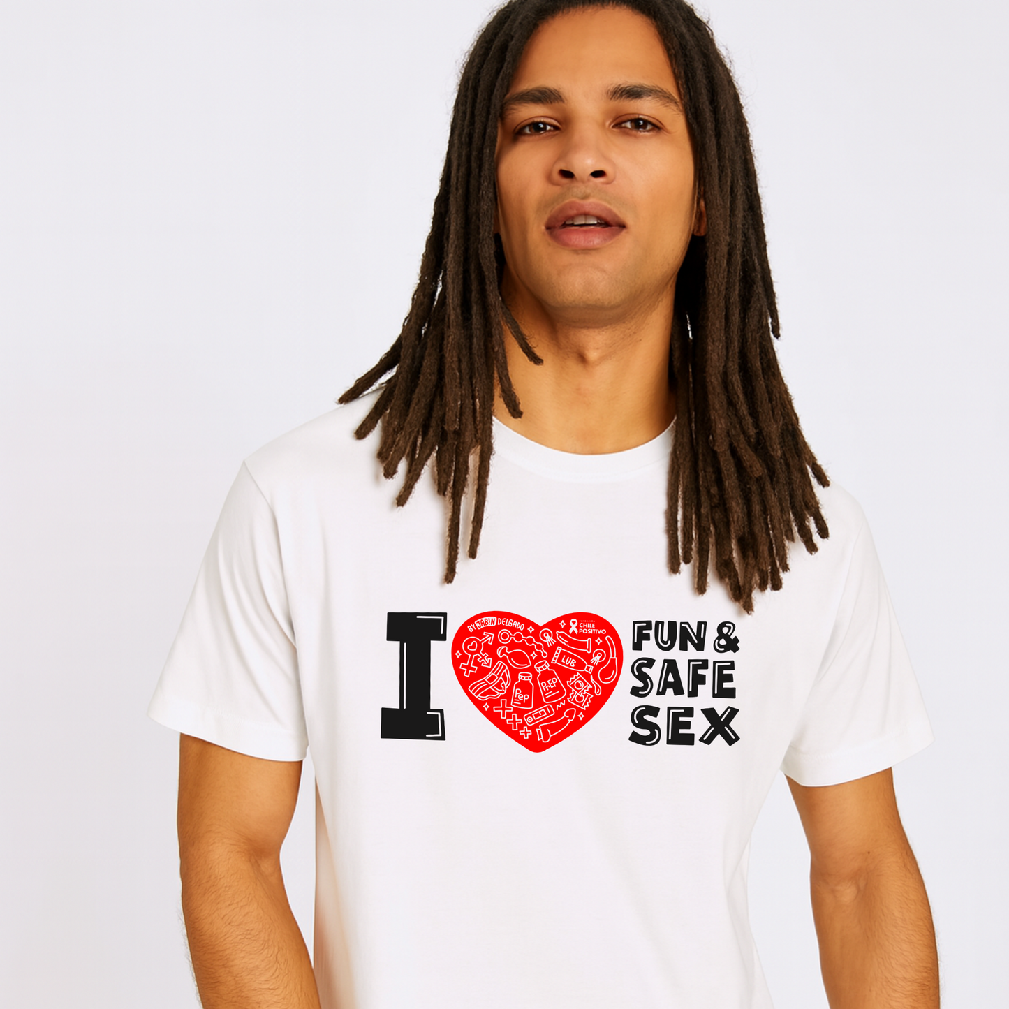 Polera Chile Positivo “I Love Fun & Safe Sex“